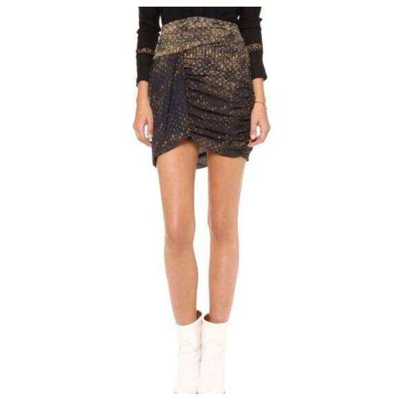 IRO Dresses & Skirts - IRO Mini Skirt Sanaly Gold Multicolor Ruched Chiffon Draped Chic Fitted 40 8